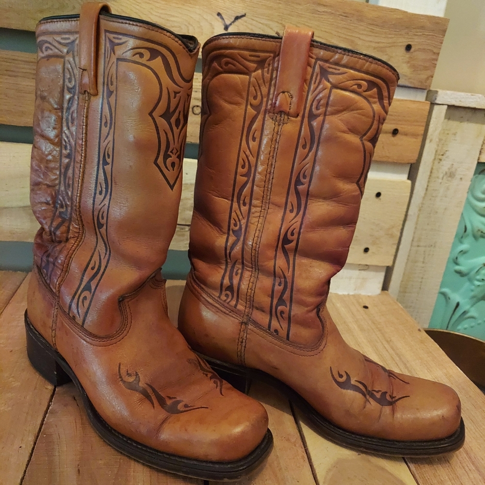 Vintage  Square toe Vintage Rockabilly western southwestern boots